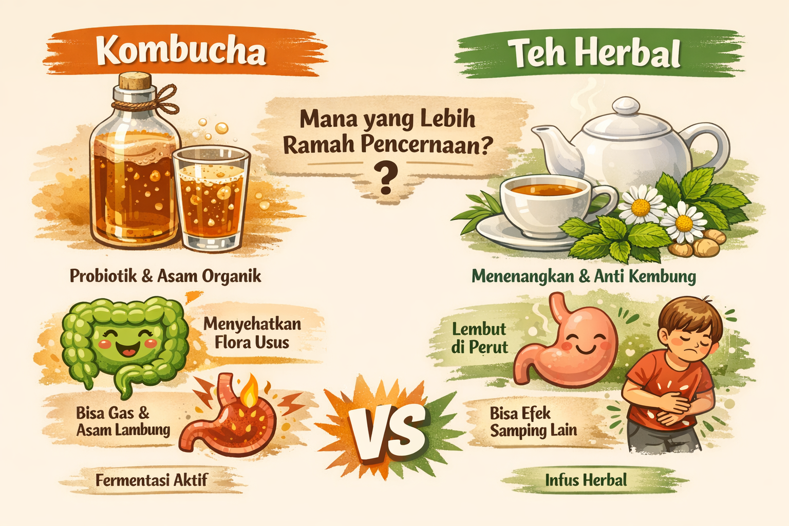 Kombucha vs Teh Herbal: Mana yang Lebih Ramah Pencernaan?